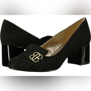 Bandolino Women's Black Suede  Chunky Heel Pumps Kiltie Tassel Shoes SZ 9.5